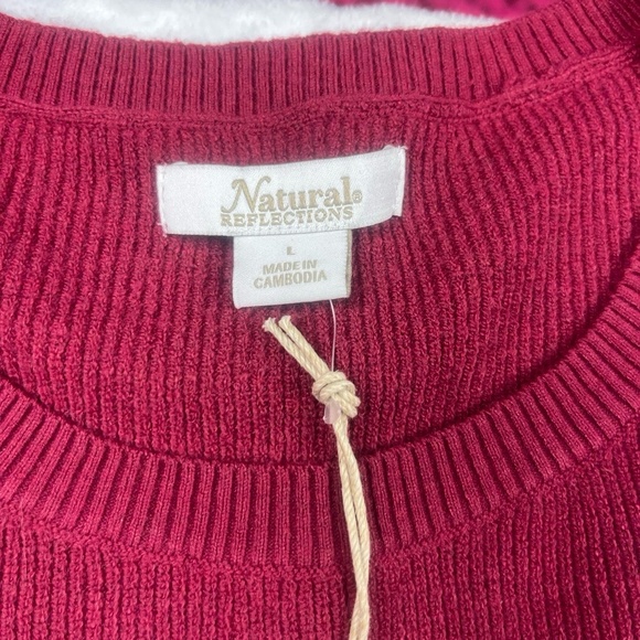 Natural Reflections Sweater Size M Bright Rose Ribbed Tunic Cozy Casual - Picture 2 of 11